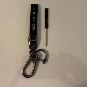 Infinity Key fob Keychain in Black Leather NWT